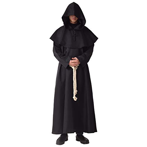 BLESSUME Priester Mönch Kostüm Robe Mönch Mittelalterliche Kapuze