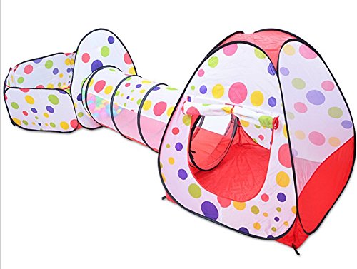 Lily&her friends - Pop-Up-Kinder-Baby-Spielzelt mit Tunnel und Bällebad, leicht zusammenklappbar, gepunktet, 3-in-1-Spielhaus, Kinderspielplatz mit Aufbewahrungstasche mit Reißverschluss, inklusive Spielbällen (gepunktet)
