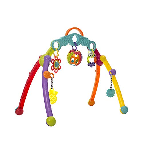 Playgro Zusammenklappbarer Spielbogen, Mit abnehmbarem Spielzeug, Ab 0 Monate, Junyju Fold and Go Activitiy Playgym, Bunt, 40173
