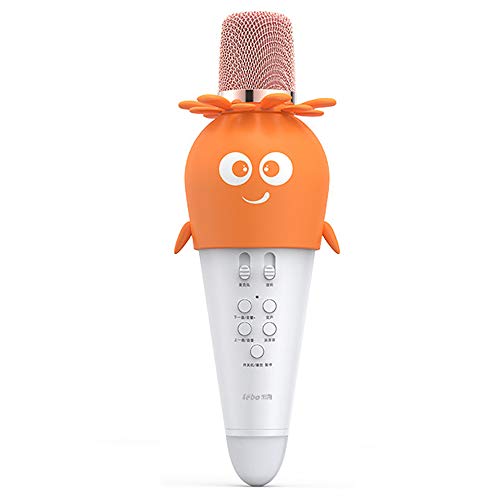 Karaoke Bluetooth-Mikrofon Mit LED-Leuchten, Tragbare Karaoke Mit Lautsprecher Für Kinder, Handheld-Karaoke-Maschine Für Haus KTV Party Geburtstag Geschenke (orange)