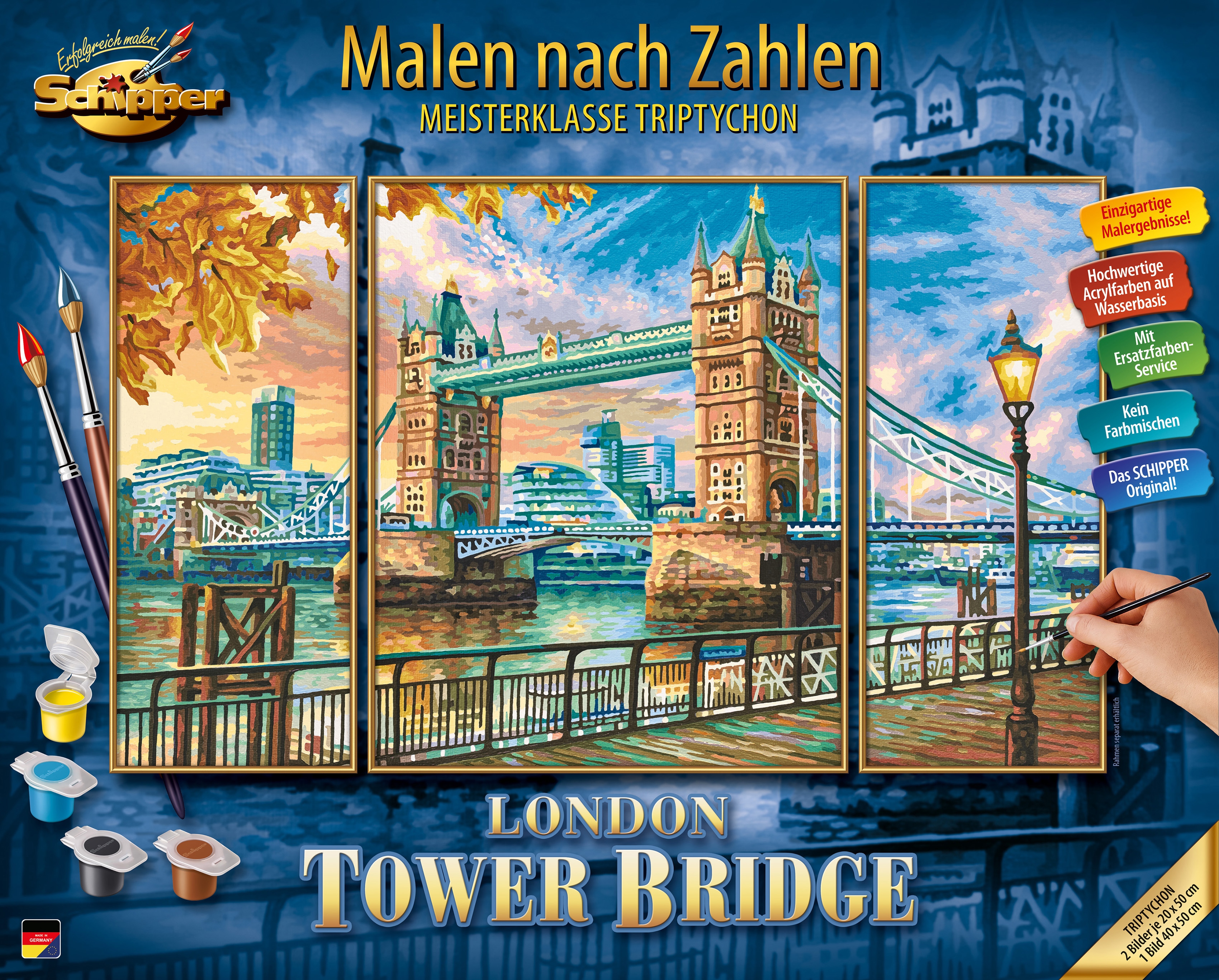 Schipper Malen nach Zahlen "Meisterklasse Triptychon London - Tower Bridge"