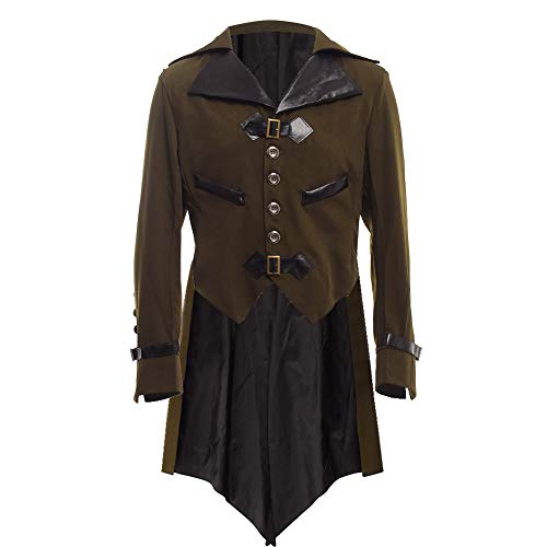 BLESSUME gotisch viktorianisch Frack Steampunk VTG Mantel Jacke Halloween Cosplay Kostüm (XL, Armeegrün)