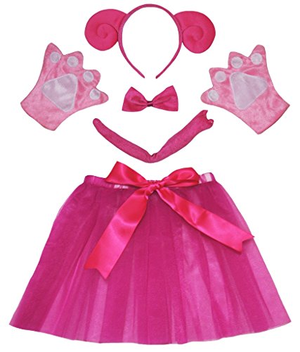 Petitebelle Schaf-Stirnband Bowtie Schwanz Glove Tutu 5pc Lady Kostüm Einheitsgröße Hot Pink