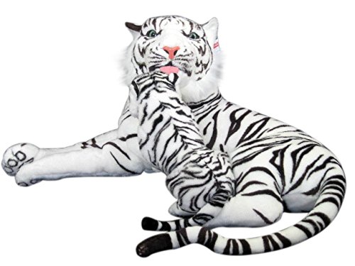 Wagner Plüschtier Tiger mit Baby - liegend - weiss - 85 cm